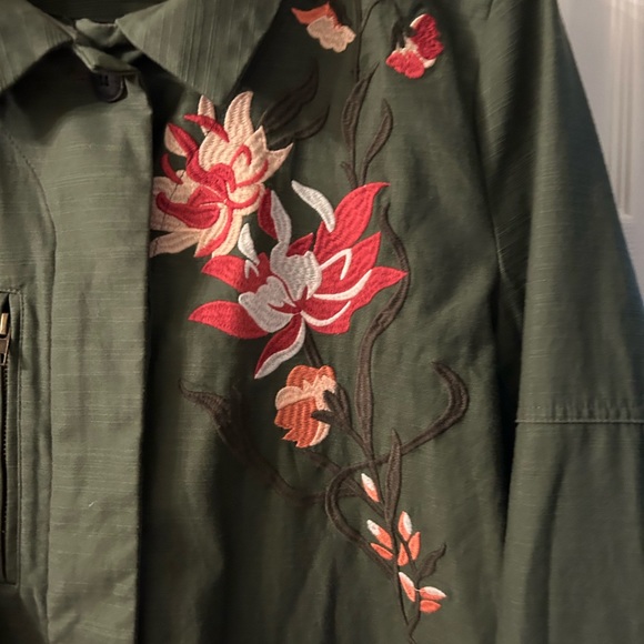 Christopher & Banks Spring Jacket Green Cotton New Without Tags - Picture 3 of 8